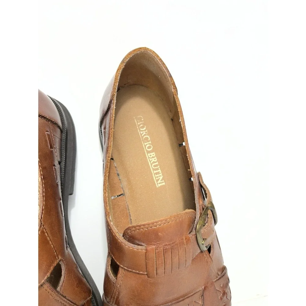 Giorgio Brutini Tan Leather Woven Fisherman Sandals Men Size 10M Shoes